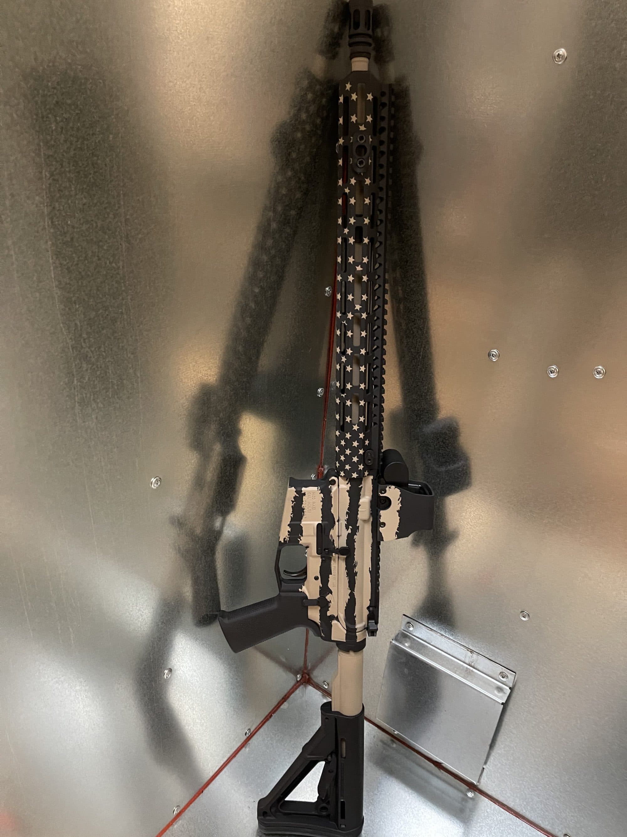 Battle-worn distressed American flag Cerakote finish with weathered details